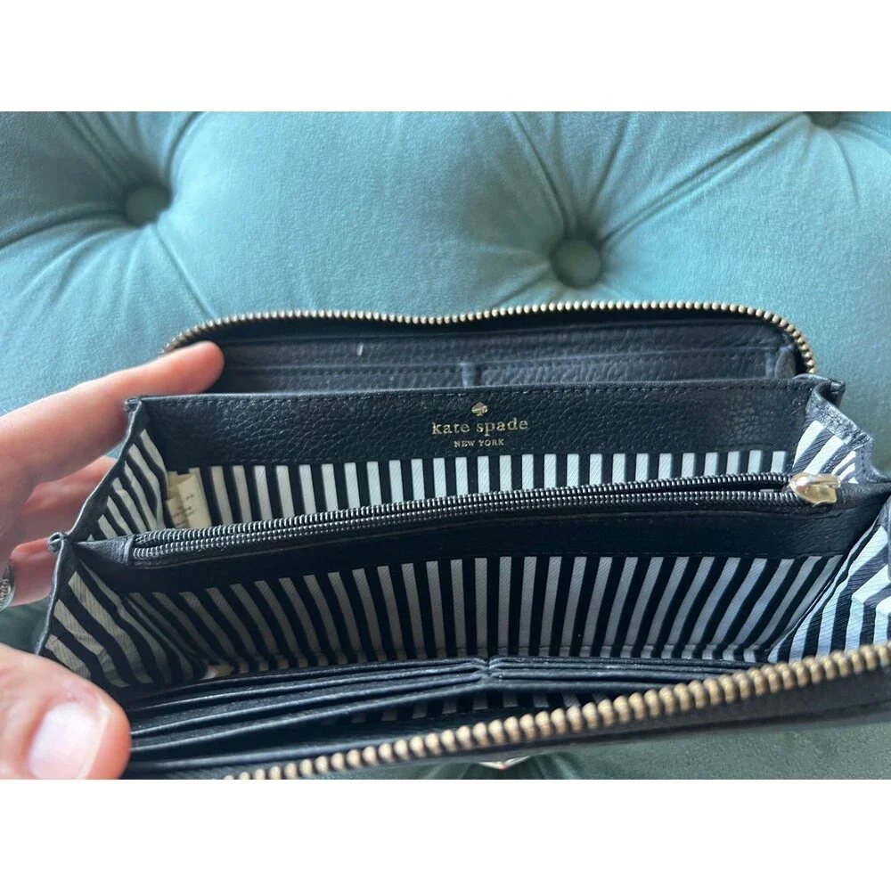 Kate Spade Large Zip Leather Black Wallet